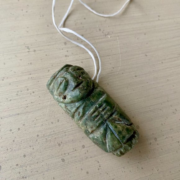 Vintage Handcarved Green Stone Talisman Pendant - Picture 9 of 13